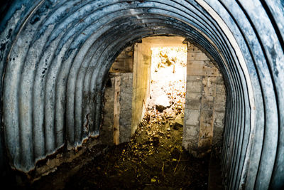 Close-up of window of abandoned building