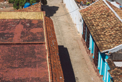 High angle view of drying outside building