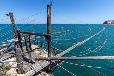 Trabucco, an old fishing machine in the southern coast of the adriatic sea in italy