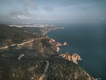 High angle view of sea against sky