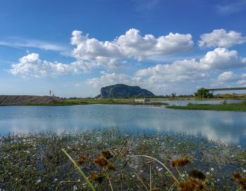 Scenic view of lake against sky