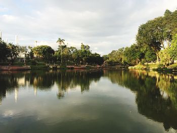 Scenic view of lake against sky