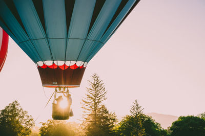 Low angle view of hot air balloon against sky