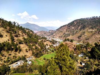 High angle view of landscape against sky