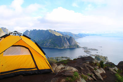 Scenic view of mountains against sky