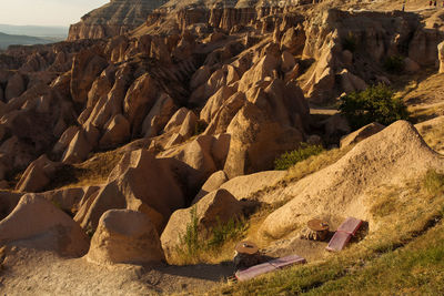 Panoramic view of rock formation on land