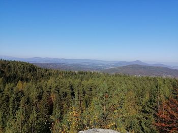 Scenic view of landscape against clear blue sky