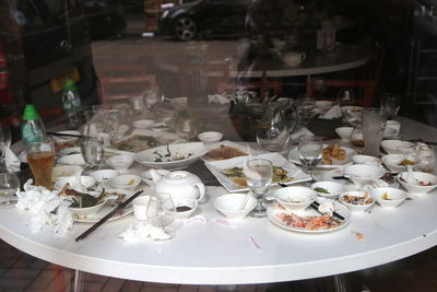 High angle view of food on table