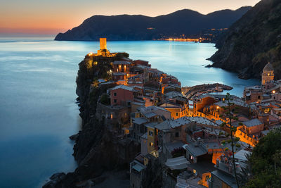 Panoramic view of sea against sky during sunset