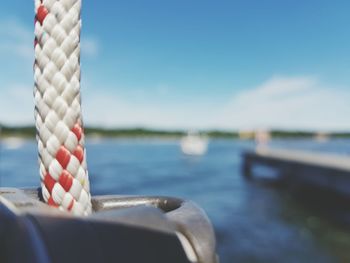 Close-up of sea against blue sky