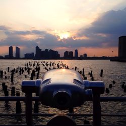 View of city at sunset