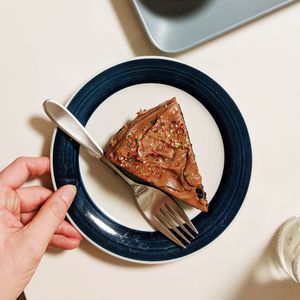 Midsection of person holding ice cream in plate