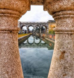 Reflection of old building in water