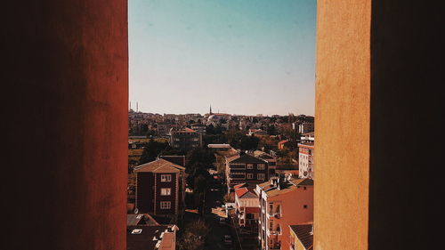 Cityscape against clear sky