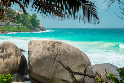 Scenic view of sea against clear sky