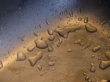 Full frame shot of raindrops on glass window