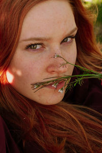 Close-up portrait of a beautiful young woman