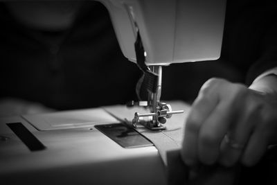 Close-up of sewing machine