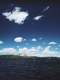 Scenic view of calm sea against cloudy sky