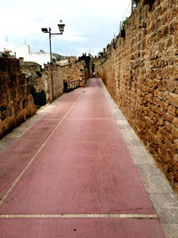 Walkway by road against sky