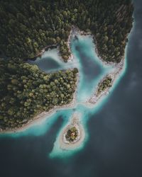 High angle view of waterfall in sea