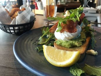 Close-up of fruit salad in plate