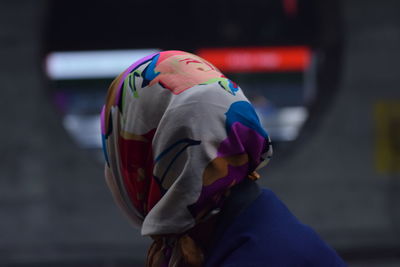Close-up of multi colored hijab