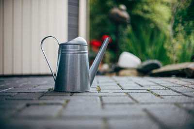 Close-up of machine on table