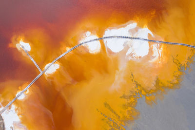 Close-up of yellow fire in water