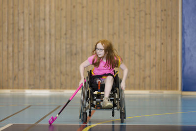 Disabled girl in gym