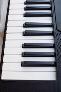 Close-up of piano keys. piano black and white keys and piano keyboard musical instrument placed