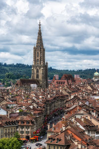 High angle view of townscape against sky