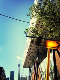 Low angle view of illuminated street light