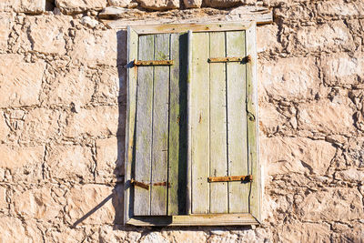 Closed door of old building