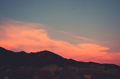 Scenic view of mountains against sky during sunset
