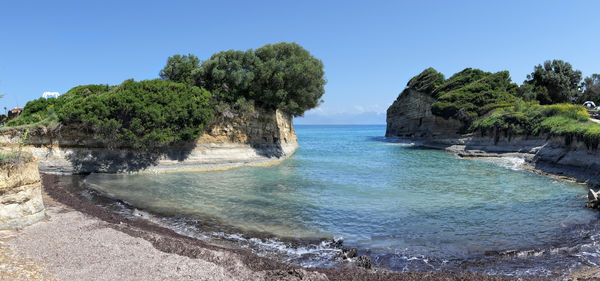 Scenic view of sea against clear sky