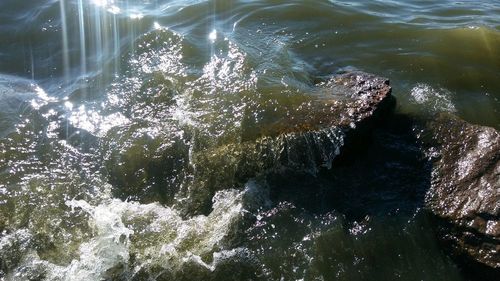 High angle view of sea waves