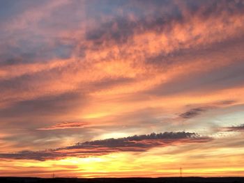 Scenic view of sea against orange sky