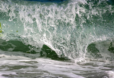 Close-up of waves splashing on sea