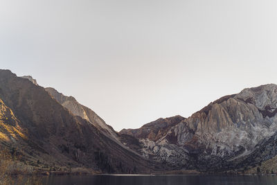 Convict lake view of sherwin range of sierra nevada mountains on a clear day at sunset