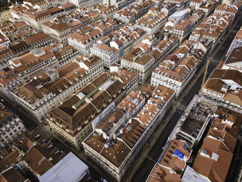 High angle view of buildings in city