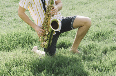 Man playing on field