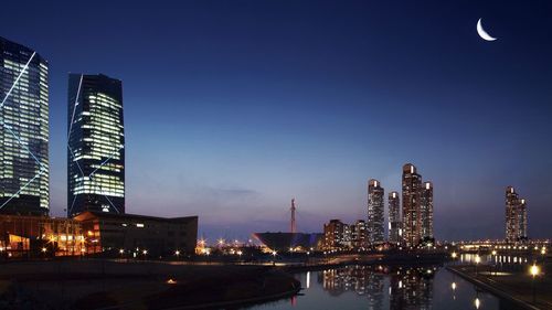 Illuminated cityscape at night