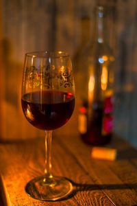 Glass of red wine in the evening