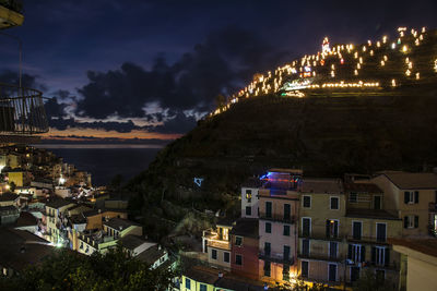 Illuminated city at night