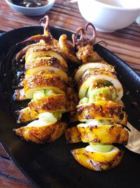 High angle view of food on table