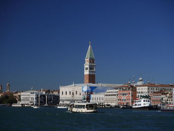 View of campanile di san marcoa, venice gainst blue sky