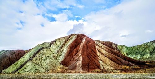 Panoramic view of mountain range against sky