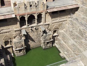 High angle view of old building step well in india