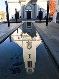 Reflection of building in water